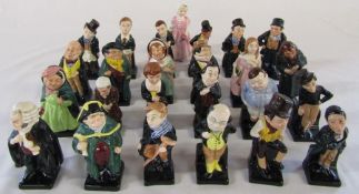 Collection of 24 Royal Doulton Charles Dickens character figures inc Tony Weller, Mrs Bardell,