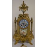 Ornate French mantel clock with Vincenti et Cie bell movement Ht 42cm