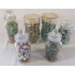 6 jars of marbles