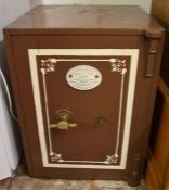 Early 20th century S Withers & Co metal safe with key Ht 61cm W 46cm D 46cm
