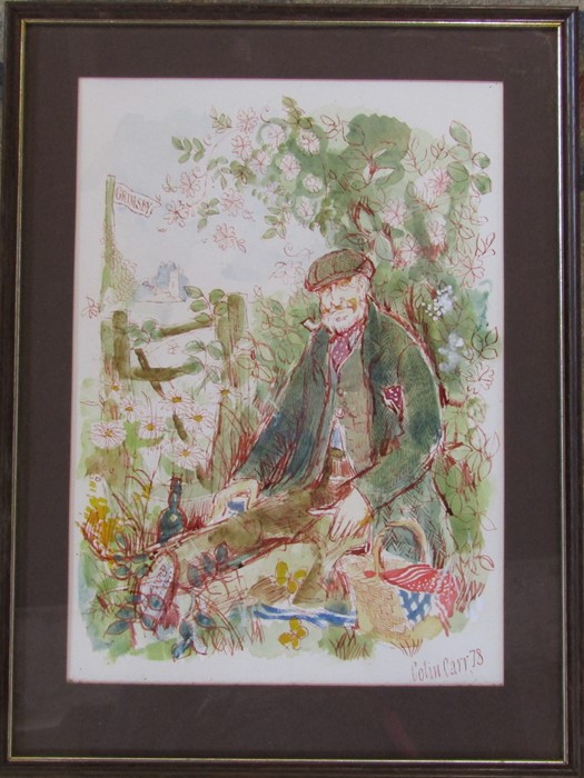 Colin Carr (1929-2002) framed watercolour of a resting shepherd, signed and dated '78 35.5 cm x 47.5 - Image 2 of 2