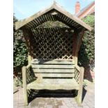 Large wooden gazebo garden bench Ht 230cm W 138cm