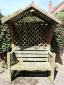 Large wooden gazebo garden bench Ht 230cm W 138cm
