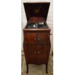HMV upright gramophone record player with records & needles