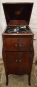 HMV upright gramophone record player with records & needles