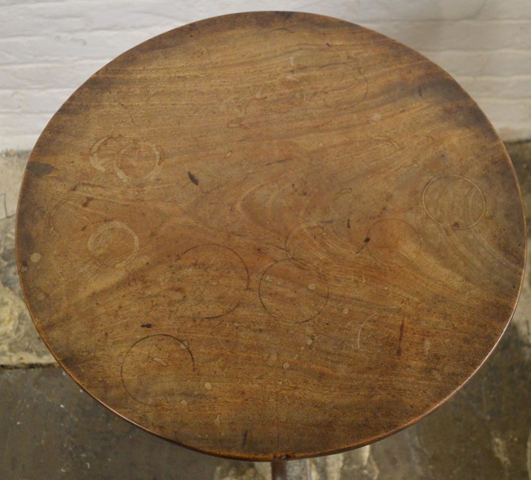 Georgian mahogany tilt top table (with repair to pedestal) Dia54cm Ht 71cm - Image 3 of 4