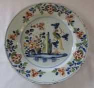 18th century Delft polychrome plate D 22.5 cm