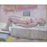 Michael Haswell (1931-2020) pastel drawing of a reclining nude, signed by the artist 66 cm x 56