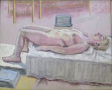 Michael Haswell (1931-2020) pastel drawing of a reclining nude, signed by the artist 66 cm x 56