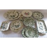 Assorted plates and dishes inc Bramble B&B, Ironstone Indian Tree, Masons and Wedgwood