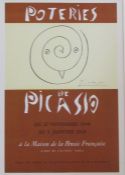 Framed Pablo Picasso (1881-1973) lithographic plate signed print 'Potteries de Picasso a la Laison