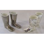 Two pairs of novelty silver plated riding boots spirit measures 1 oz and 1.5 oz H 9 cm
