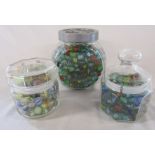 3 jars of assorted marbles