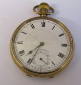 9ct gold Swiss made 15 jewels Dennison open faced pocket watch, Birmingham 1940, total weight 84.7 g