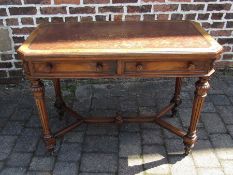 Victorian fold over card table with fluted legs and cross stretchers H 76 cm L 98 cm