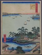 After Hiroshige Ando (1797-1858) - framed woodblock print 'Susaki at Shinagawa, one of the 100