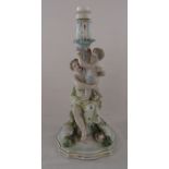 Late 19th century Sitzendorf porcelain figural candlestick impressed no 182 H 32 cm