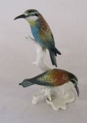 Karl Ens porcelain figure of two bee eaters perched on a branch, no 7419, H 22.5 cm