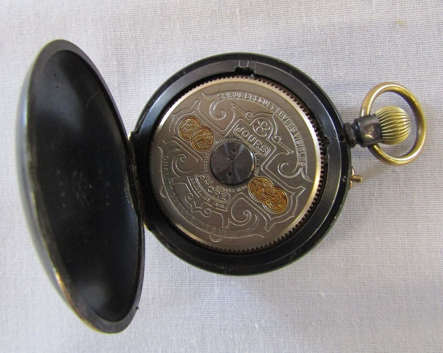 2 Hebdomas patent 8 day Swiss made pocket watches inc one silver D 47 mm and 52 mm - Image 4 of 4