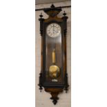 Single weight driven mechanism slimline Vienna regulator wall clock Ht 120cm W 35cm