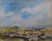 Framed watercolour of a rural scene by David Morris 48 cm x 42.5 cm (size including frame)