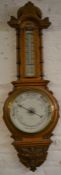 Large late Victorian aneroid barometer (with split to dial surround) Ht 90cm