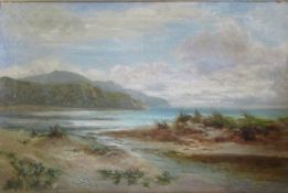 Large gilt framed and glazed oil on canvas of a seascape / coastal scene by A Sinclair (slight