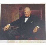 Portrait of Winston Churchill 'We are all of us defending.... a cause' - print by Professor Arthur