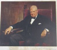 Portrait of Winston Churchill 'We are all of us defending.... a cause' - print by Professor Arthur