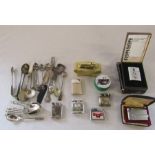 Selection of lighters and table lighters inc Rolstar and Ronson and a small selection of silver