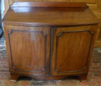 Regency style mahogany bow fronted cabinet with glass top protector L 95cm D 50cm Ht 79cm