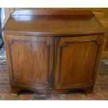 Regency style mahogany bow fronted cabinet with glass top protector L 95cm D 50cm Ht 79cm