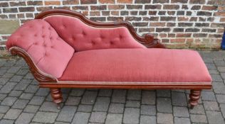 Victorian button back chaise longue on turned legs