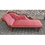 Victorian button back chaise longue on turned legs