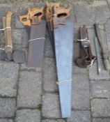 3 small axes, 8 wood saws, ship clippers, bar solder & soldering irons