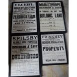 4 framed auction posters from the 19th & early 20th century relating to land & property in Ulceby,