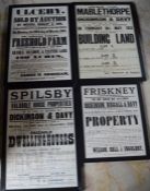 4 framed auction posters from the 19th & early 20th century relating to land & property in Ulceby,