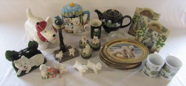 Various ceramics and glassware relating to Westie dogs inc Leonardo Collection teapot, Harrods