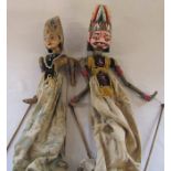 2 antique Indonesian Wayang Golek wooden puppets H 71 cm