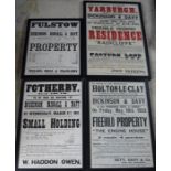 4 large framed early 20th century auction posters relating to Fulstow, Fotherby, Yarburgh & Holton