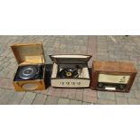 Vintage Pye record player, Garrard record player and a Grundig radio (all untested)