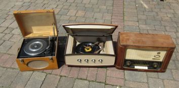 Vintage Pye record player, Garrard record player and a Grundig radio (all untested)