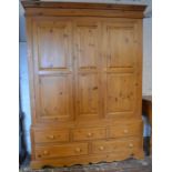 Large pine double wardrobe Ht 213cm W 160cm D 60cm