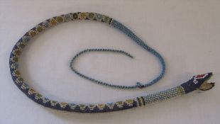 Early 20th century Turkish prisoner of war work beaded snake