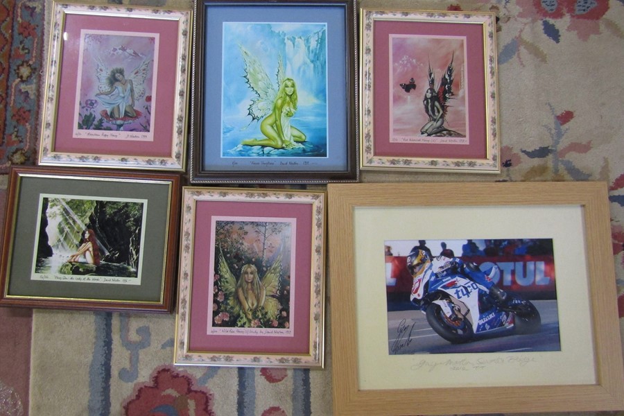 David Weston limited edition fairy prints and Guy Martin TT framed photo with preprinted signature