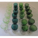 4 sets of green wine glasses inc uranium glass