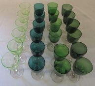 4 sets of green wine glasses inc uranium glass