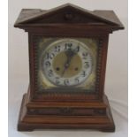 Early 20th century German DRGM mantel clock with brass dial H 39 cm