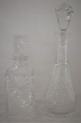 Crystal glass whisky decanter & a Bohemian crystal wine decanter