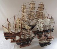 Various model ships inc Cutty Sark H 46 cm, HMS Endeavour, Discovery, Revenge and Waverley